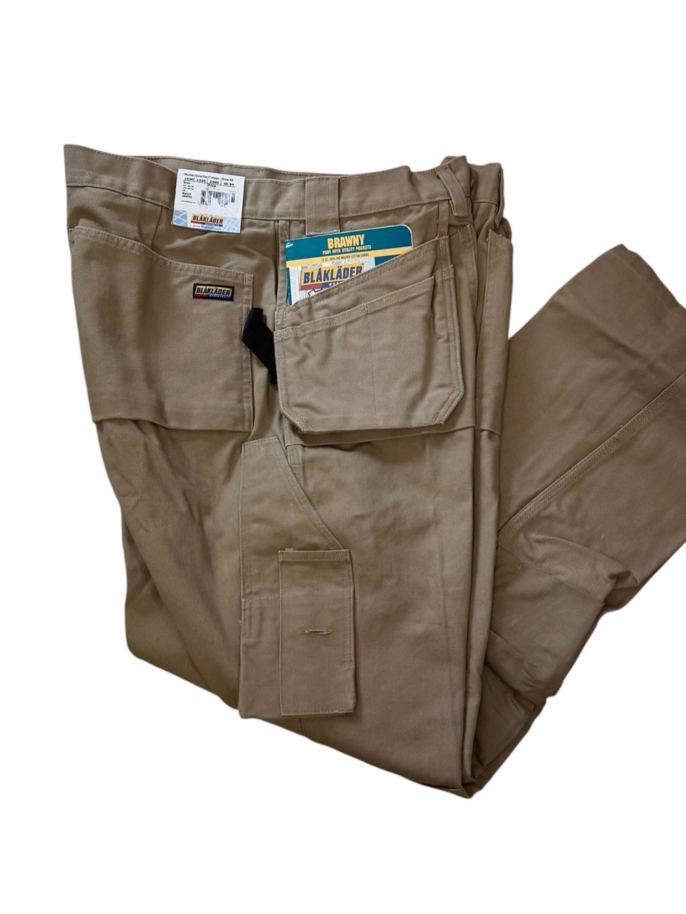 New Blaklader Heavy Duty Cargo Work Pants Khaki Tan 38 by 33” **